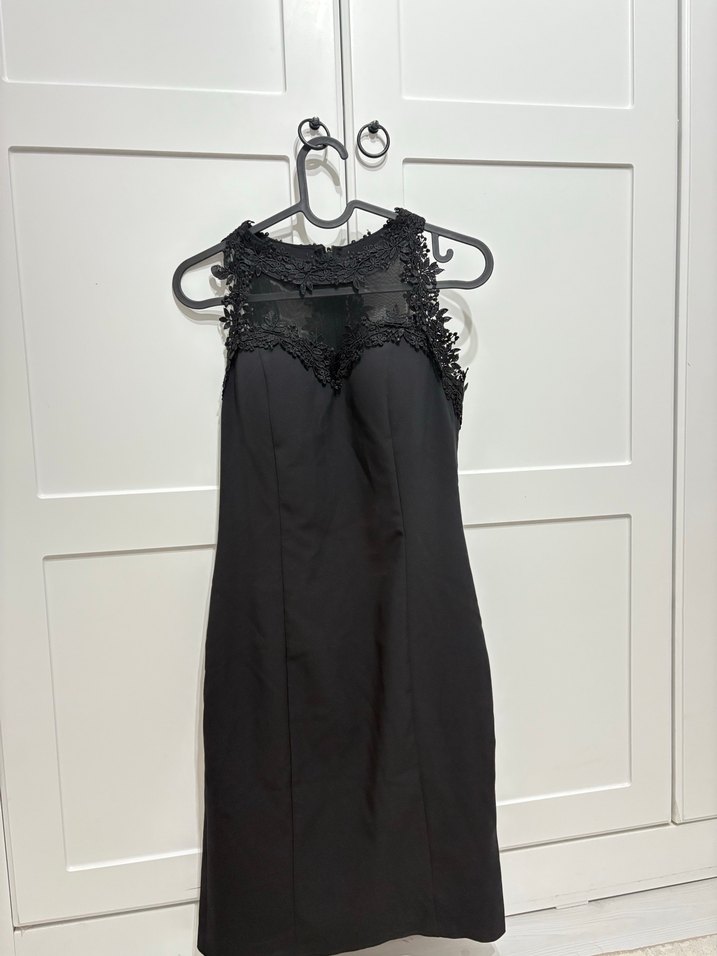 Siyah Dantelli Mini Elbise - Görsel 2