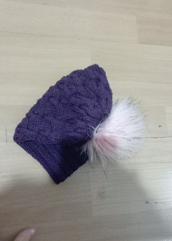 8-12 Yaş, 23 cm Beden Mor çocuk Örgü Bere