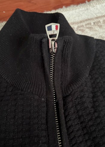 Us polo Erkek Siyah Yarım Balıkçı Yaka Örgü ceket - Görsel 3