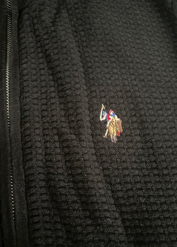 Us polo Erkek Siyah Yarım Balıkçı Yaka Örgü ceket - Görsel 2