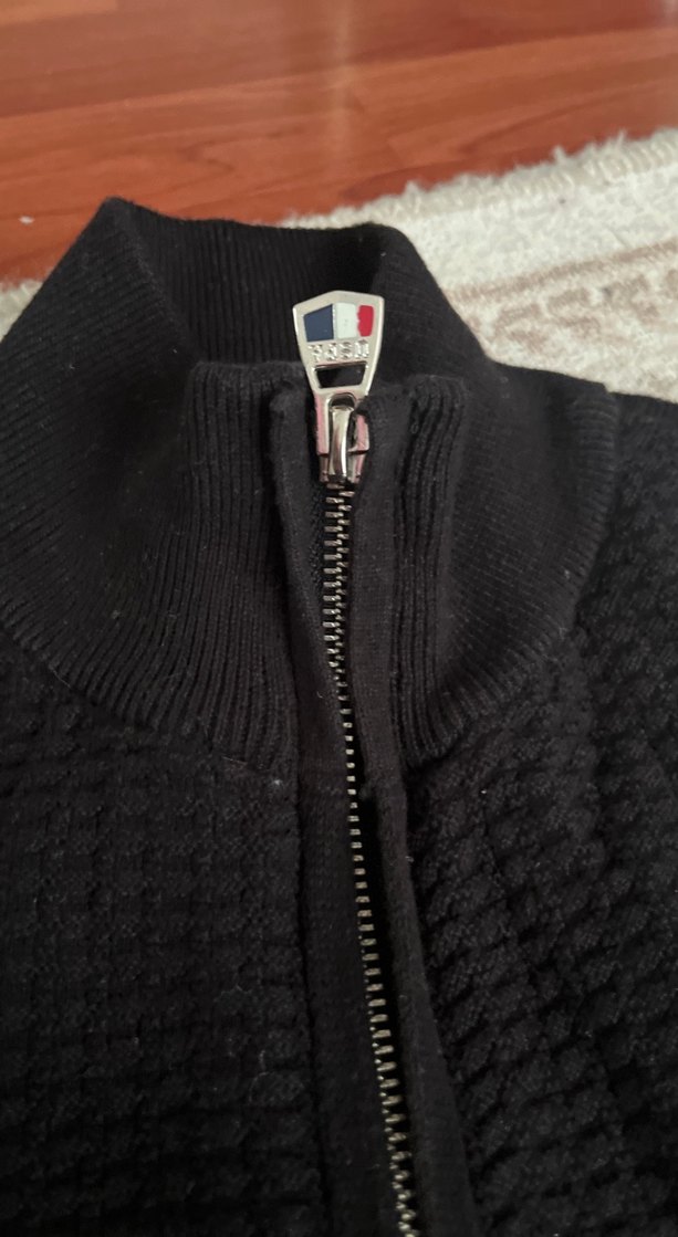 Us polo Erkek Siyah Yarım Balıkçı Yaka Örgü ceket - Görsel 3