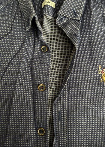 Erkek Lacivert Denim Düğmeli Gömlek - Görsel 3