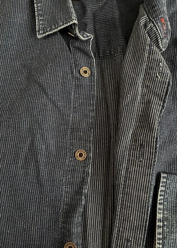 Erkek Lacivert Denim Gömlek Uzun Kollu - Görsel 4