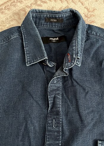 Erkek Lacivert Denim Gömlek Uzun Kollu - Görsel 3