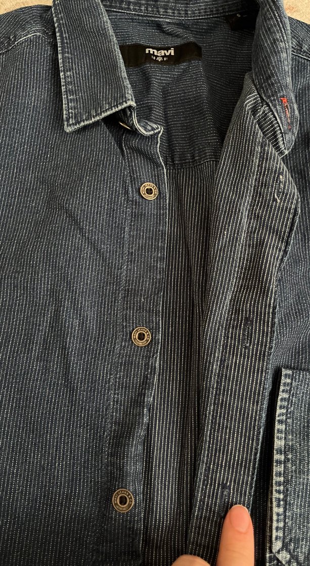 Erkek Lacivert Denim Gömlek Uzun Kollu - Görsel 4