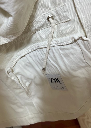 Zara Düğmeli Beyaz erkek Keten Ceket - Görsel 4