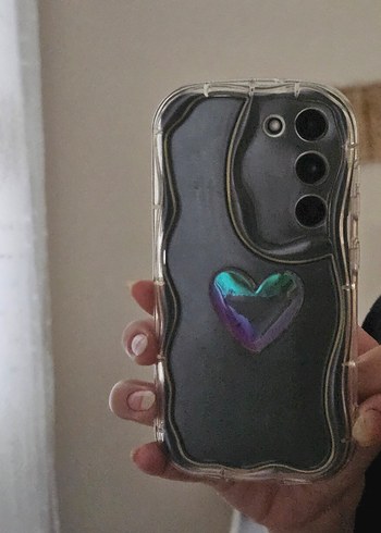 Şeffaf hologram kalpli Samsung S23 Telefon Kılıfı - Görsel 2