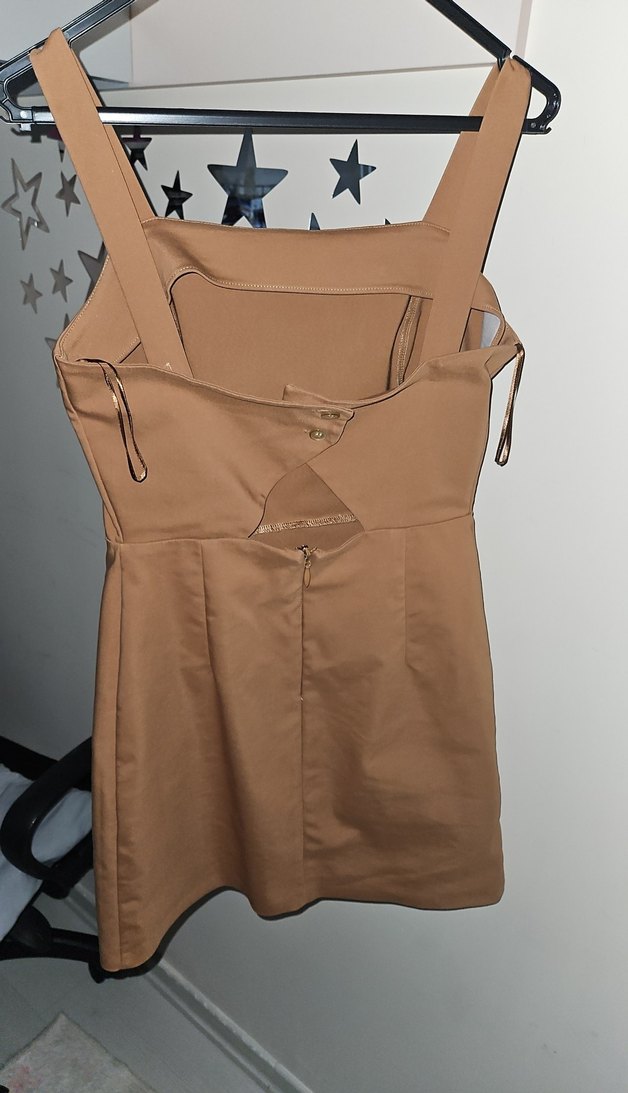 Bej Midi Sade Kadın Elbise ADL - Görsel 2