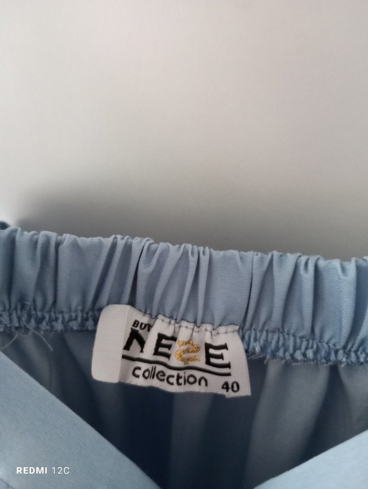 Mavi Pilili Uzun Askılı Kadın Elbise - Görsel 4