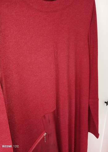 Uzun Kollu Kırmızı Kadın Tunik - Görsel 4