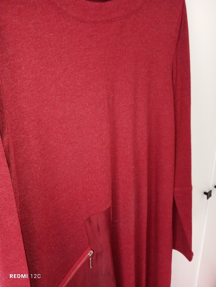 Uzun Kollu Kırmızı Kadın Tunik - Görsel 4