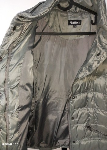 Gri Kısa Düğmeli Kadın Kışlık Mont - Görsel 3