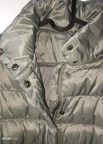 Gri Kısa Düğmeli Kadın Kışlık Mont - Görsel 2