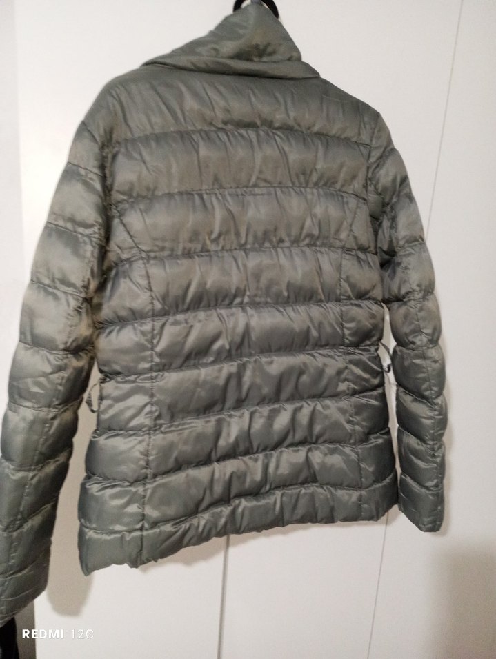 Gri Kısa Düğmeli Kadın Kışlık Mont - Görsel 4