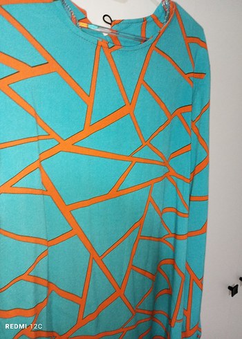 Turkuaz Renkli Uzun Kollu Salaş Tunik - Görsel 2