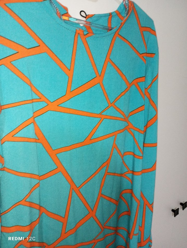 Turkuaz Renkli Uzun Kollu Salaş Tunik - Görsel 2