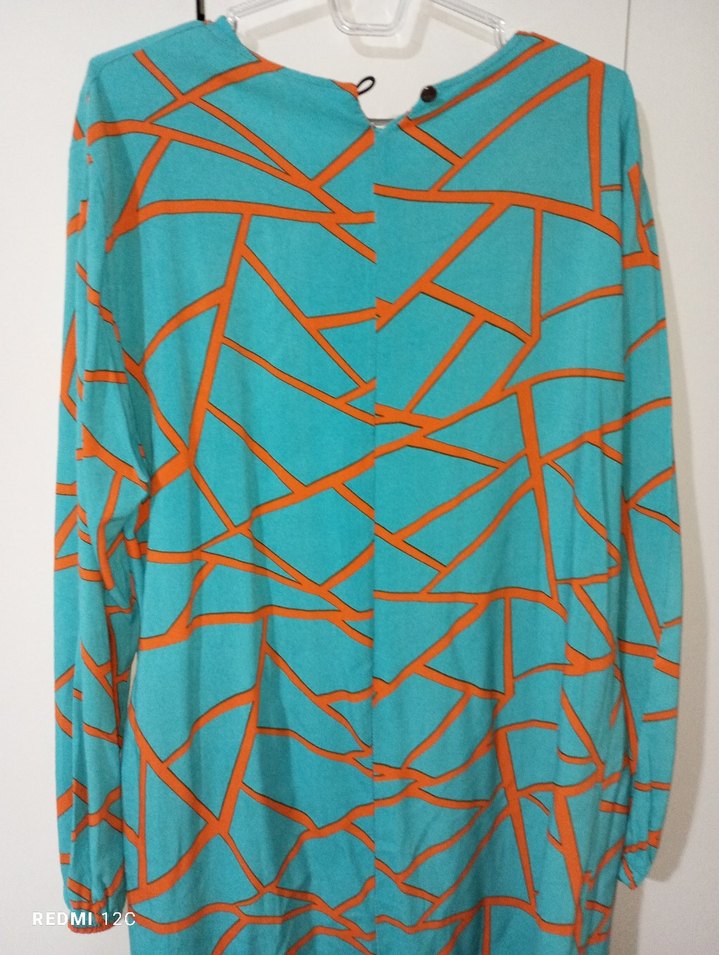 Turkuaz Renkli Uzun Kollu Salaş Tunik - Görsel 3