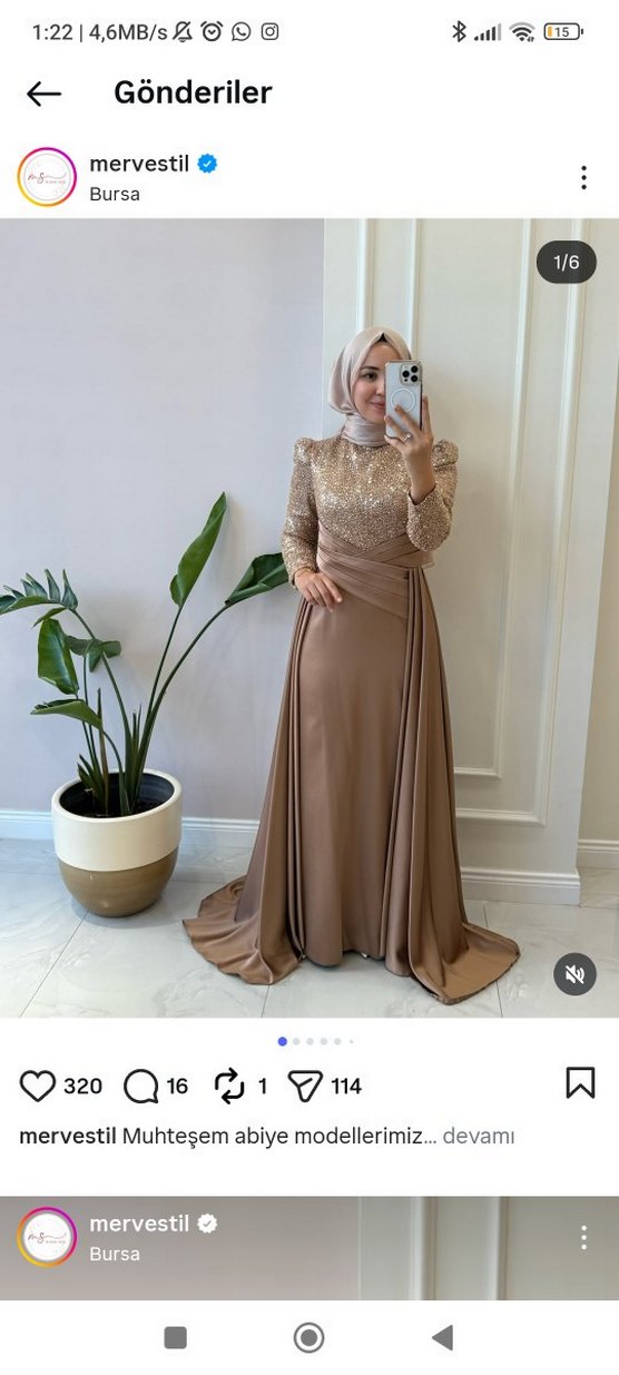 Merve stil saten taşlı abiye elbise - Görsel 2