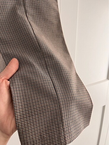 Koton kahverengi ekoseli cigarette pantolon - Görsel 3