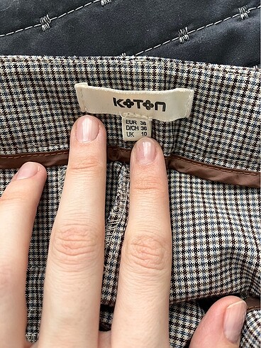 Koton kahverengi ekoseli cigarette pantolon - Görsel 5