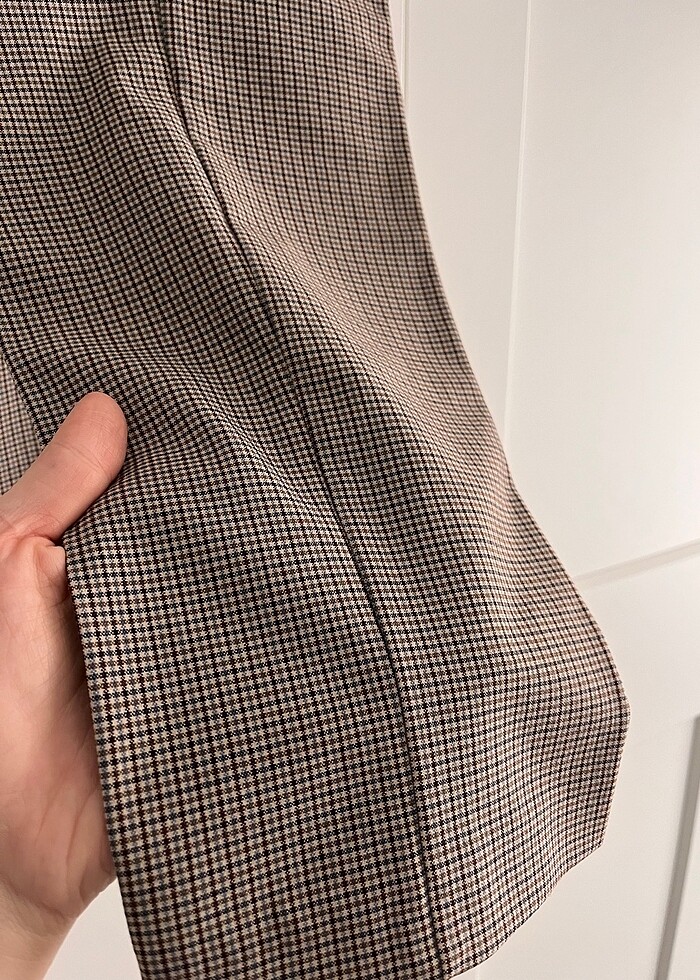 Koton kahverengi ekoseli cigarette pantolon - Görsel 3