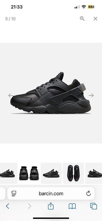 42.5 Beden siyah Renk Nike siyah huarache spor ayakkabı