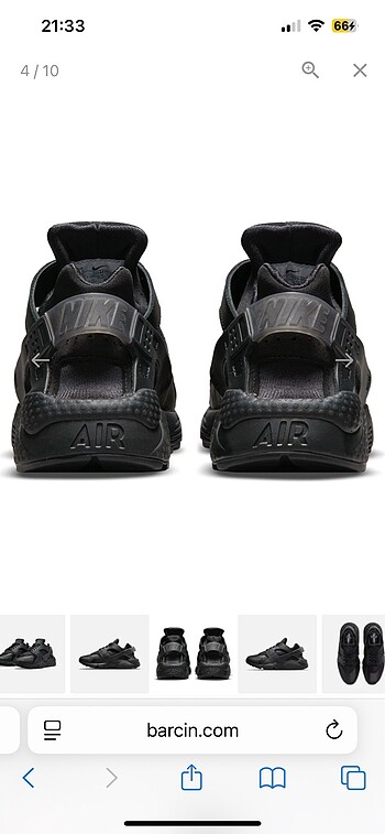 42.5 Beden Nike siyah huarache spor ayakkabı