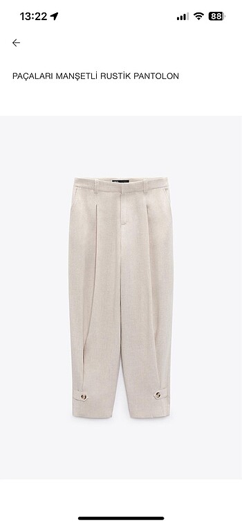 Zara paçaları manşetli rustik keten pantolon