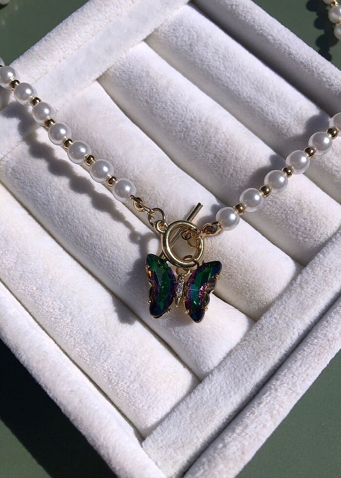 Kelebekli Çelik Kolye - Görsel 3