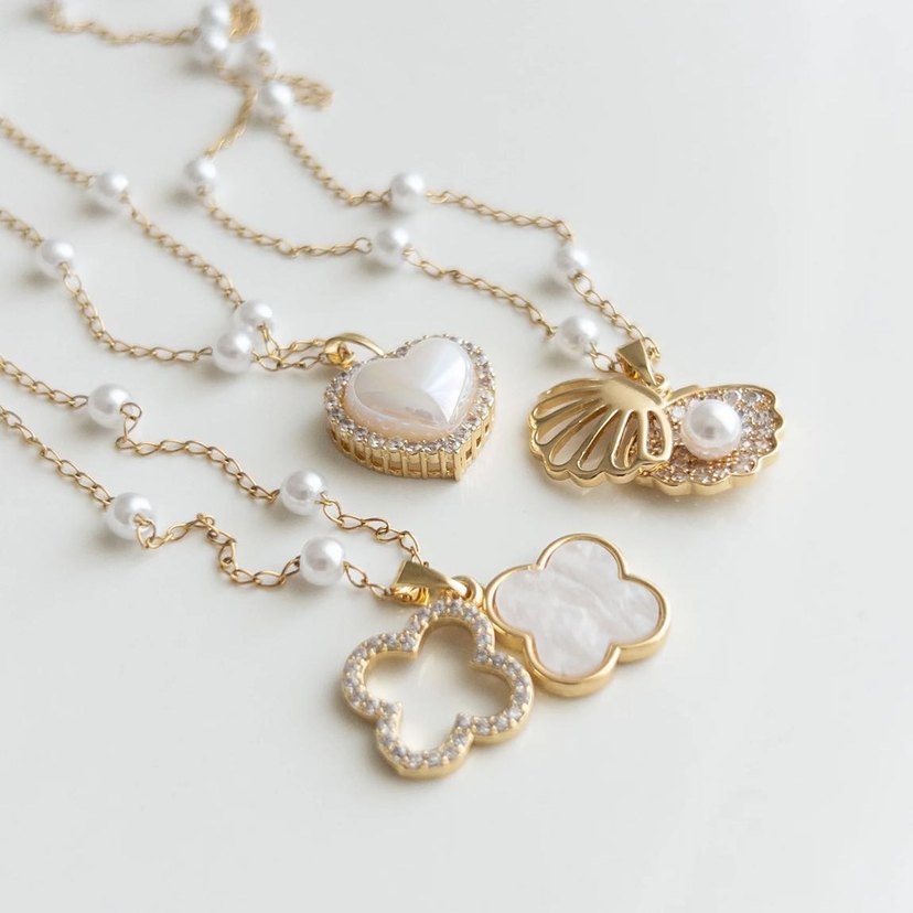 İnci Detaylı Çelik Kalp Kolye - Görsel 3