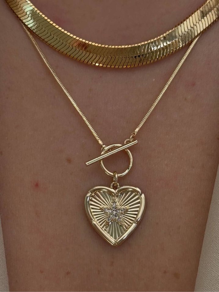 Zirlon Taşlı Yıldızlı Kalp Kolye - Görsel 3