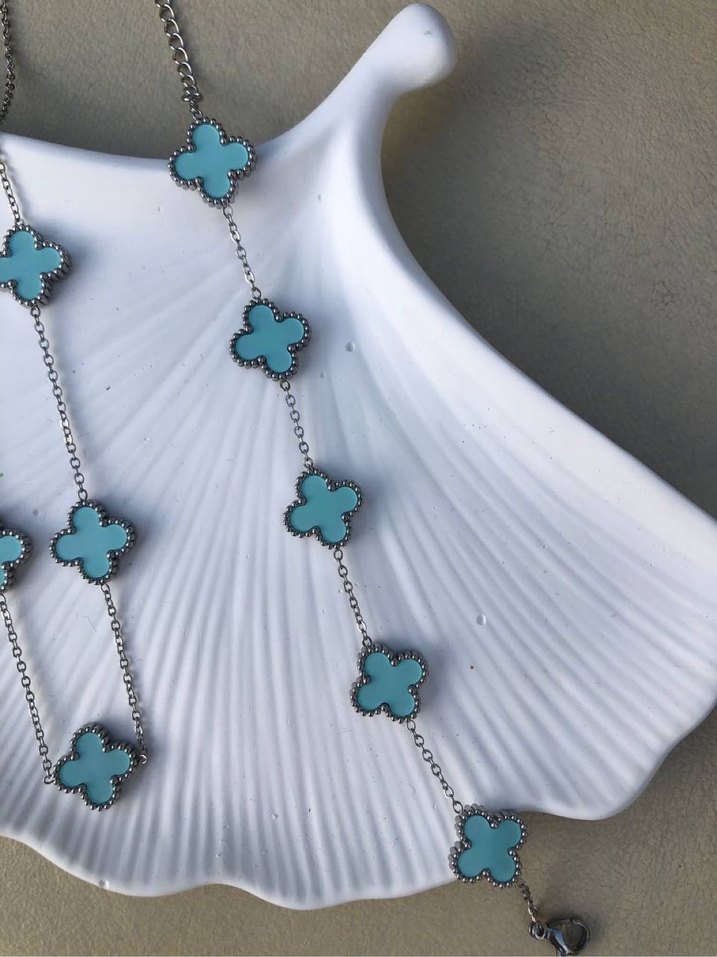 Yonca Mavi Kolye ve Bileklik Seti - Görsel 3