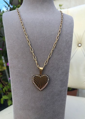 Altın Renkli Çelik Kalp Kolye - Görsel 4