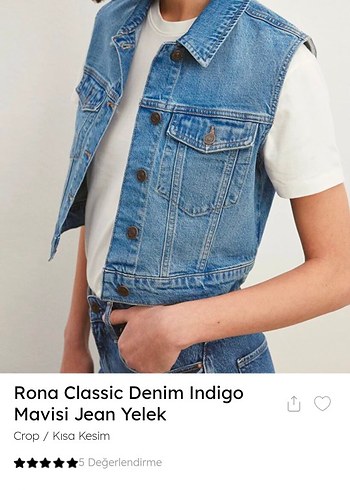 MAVİ S BEDEN JEAN YELEK - Görsel 2