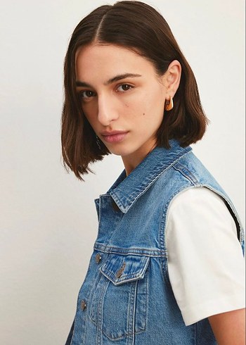 MAVİ S BEDEN JEAN YELEK - Görsel 3