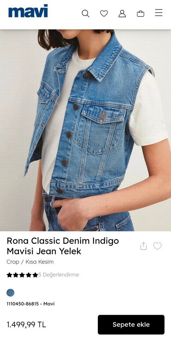 MAVİ S BEDEN JEAN YELEK - Görsel 2