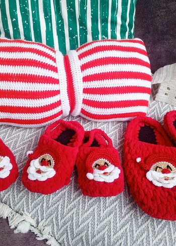 Nakışlı Kız Çocuk Örgü Sıcak Terlik - Görsel 2