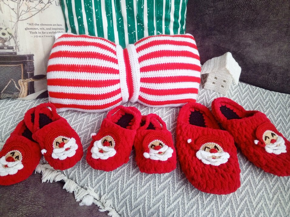 Nakışlı Kız Çocuk Örgü Sıcak Terlik - Görsel 2