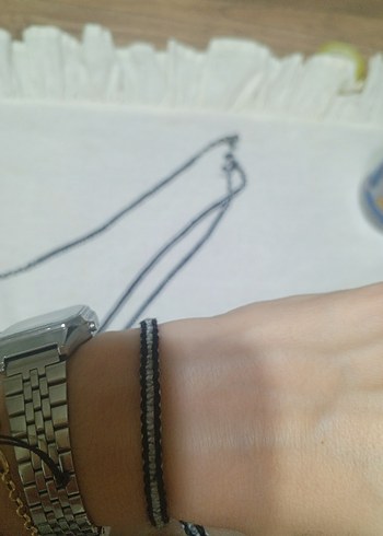 Gri Nakışlı Minimalist Kadın El Zinciri - Görsel 2