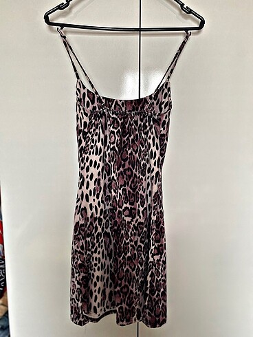 Leopar desenli mini elbise