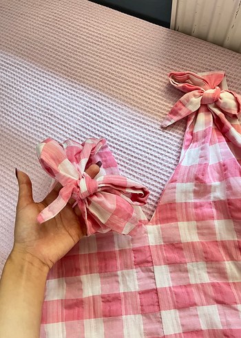 s Beden pembe Renk Pembe Bağlamalı Fırfırlı Tulum