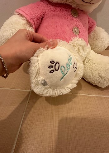 35cm Pembe Kapüşonlu Peluş Ayı Oyuncak - Görsel 3