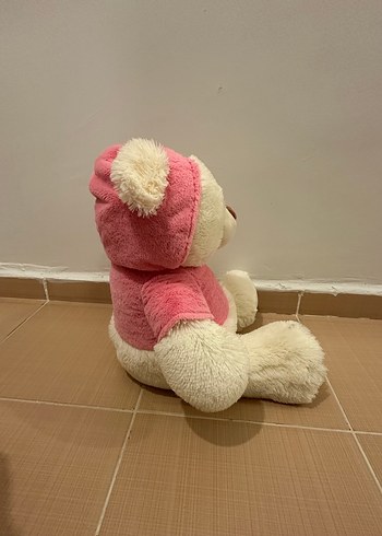 35cm Pembe Kapüşonlu Peluş Ayı Oyuncak - Görsel 2