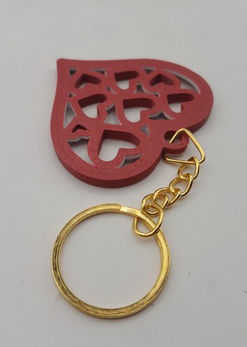 İç İçe Kalpli Sevgililer Günü Kırmızı Beyaz Şık Anahtarlık - Görsel 5