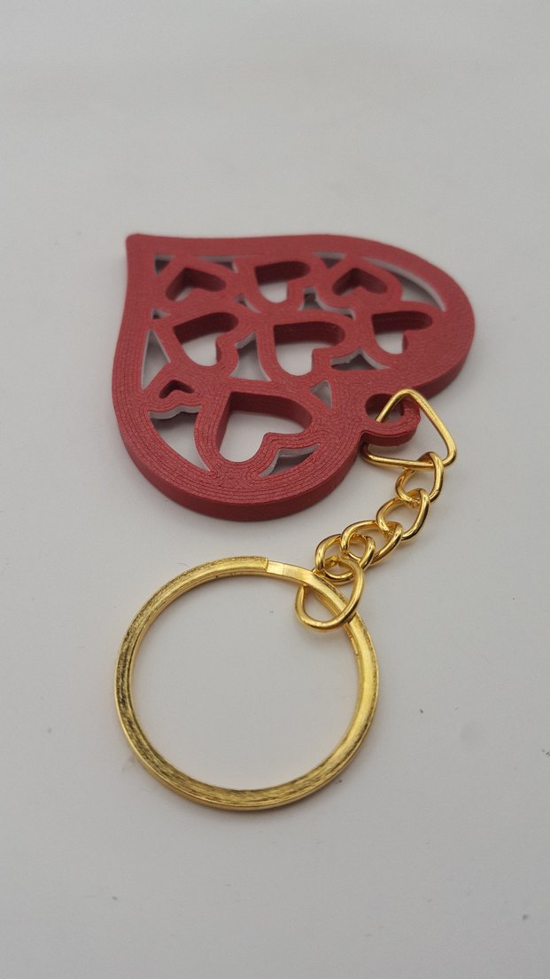 İç İçe Kalpli Sevgililer Günü Kırmızı Beyaz Şık Anahtarlık - Görsel 5