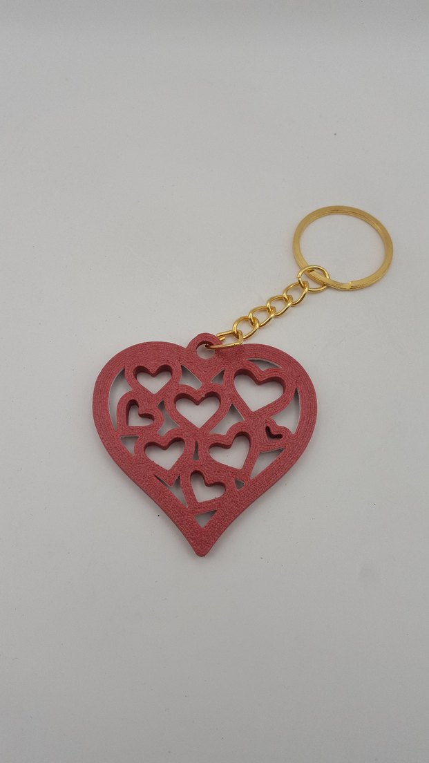 İç İçe Kalpli Sevgililer Günü Kırmızı Beyaz Şık Anahtarlık - Görsel 3