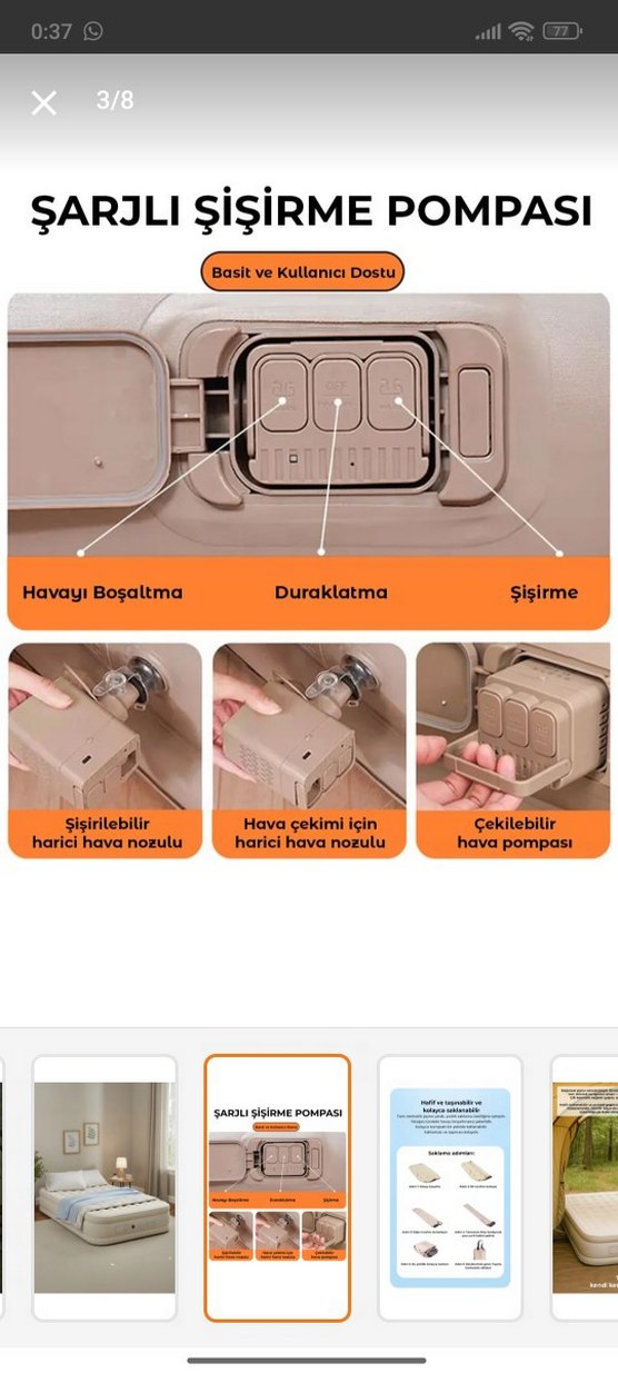 Cift kişilik şişme yatak - Görsel 3