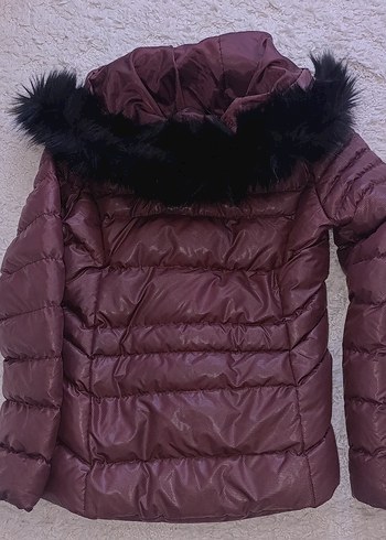 Bordo Kadın Kışlık Kürklü Mont - Görsel 2