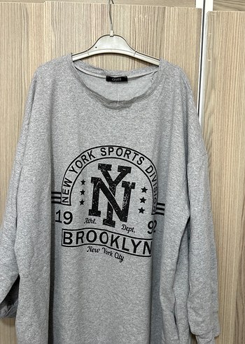 Diğer Gri Baskılı Uzun Kollu Kadın Sweatshirt