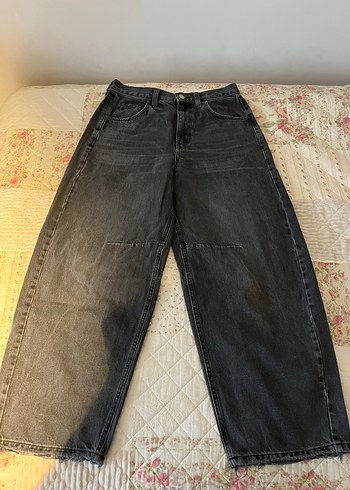 Gri Loose Fit Midi Kot Pantolon
